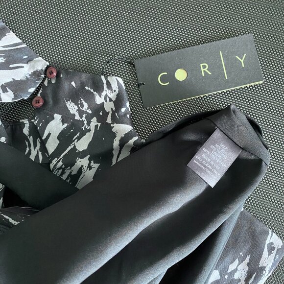 NWT COREY Grey Printed Silk Blend Slim Hi-Lo Dress Size 2 Made in USA MSRP $288 - Picture 14 of 14